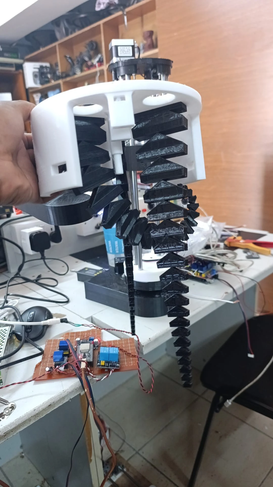 A 3D-printed mechanical assembly with motor and embedded control electronics